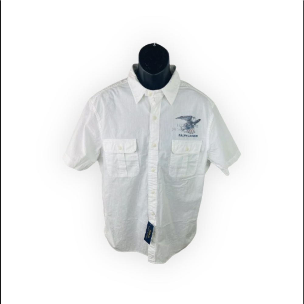 Polo Ralph Lauren Americana Eagle White Short Sleeve Woven Shirt Men's XL NEW